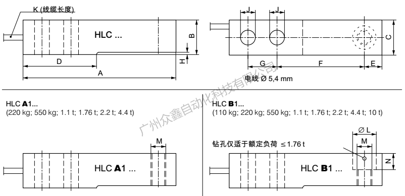 德國(guó)HBM稱重傳感器1-HLCA1C3/1.76T稱重傳感器尺寸