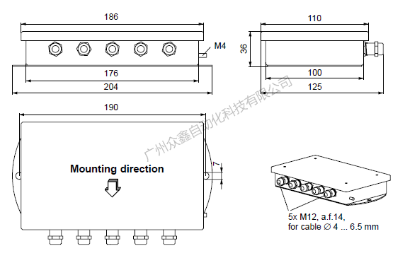 德國HBM接線盒1-VKK1R-4接線盒4孔鋁合金接線盒尺寸