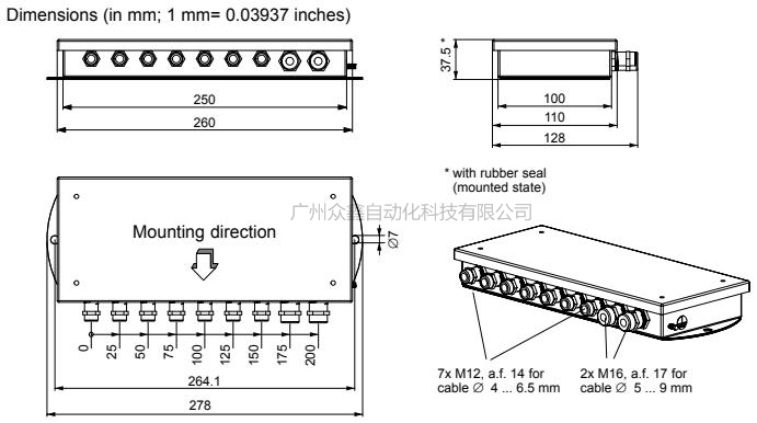 德國HBM接線盒1-VKK2-8A接線盒8孔鋁合金接線盒尺寸