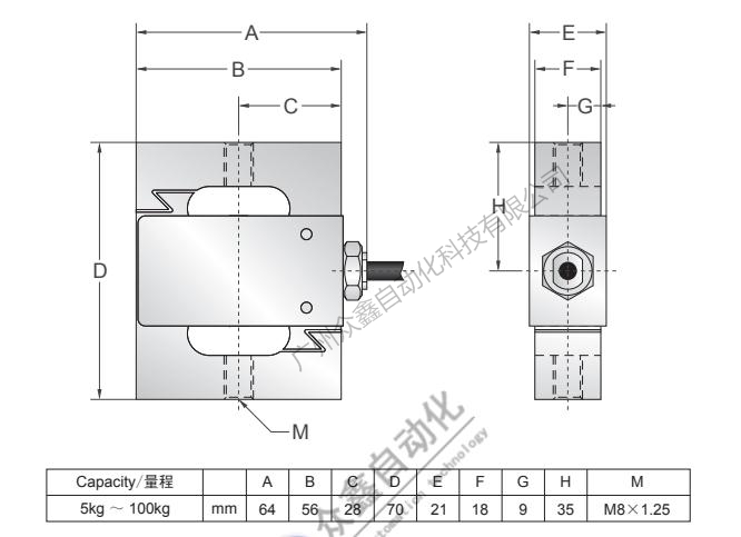 美國傳力 BAB-5MT稱重傳感器安裝尺寸