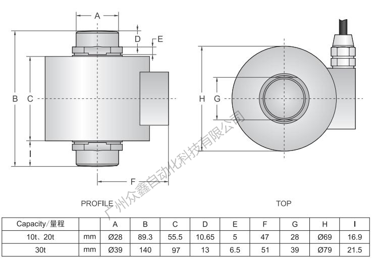 美國傳力 CD-10T稱重傳感器產(chǎn)品尺寸