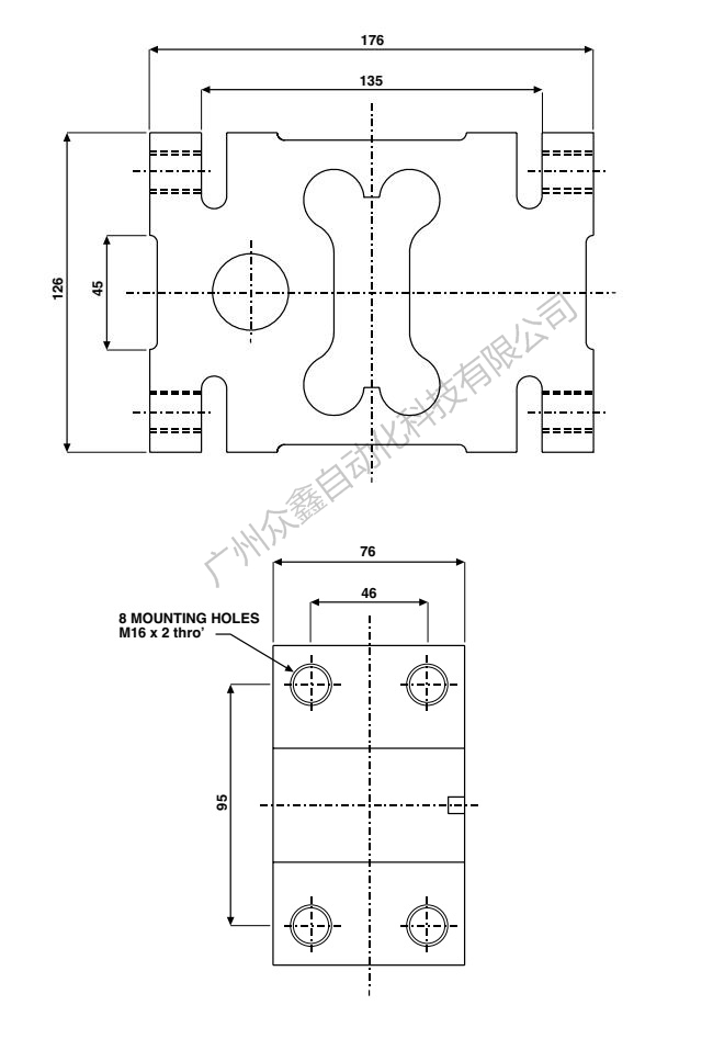 美國特迪亞 1320-1000kg稱重傳感器產(chǎn)品尺寸